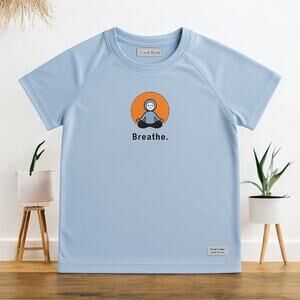 Life Is Good Womens Large Blue Breathe Tech T-Shirt Activewear Yoga Tee L